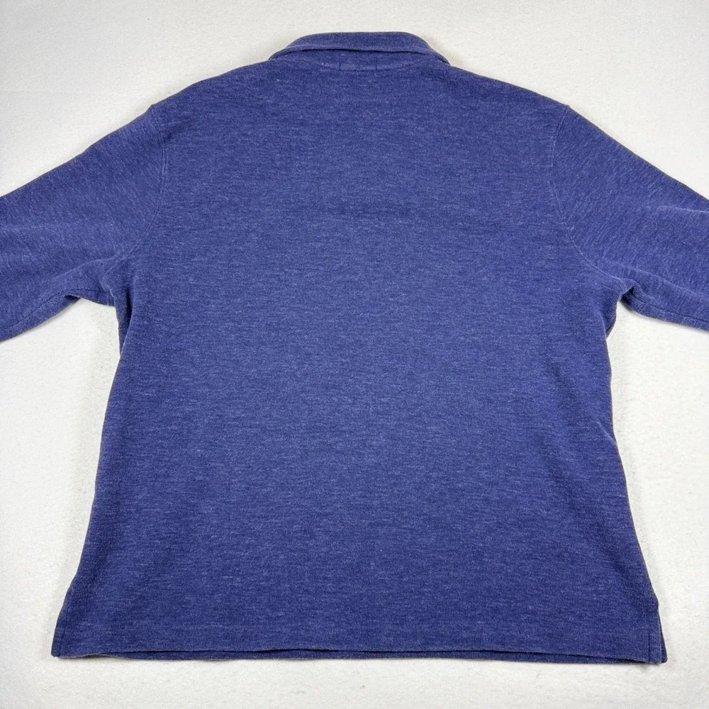 Polo Ralph Lauren Quarter Zip Pullover Mens XL Blue Heathered Cotton Sweater